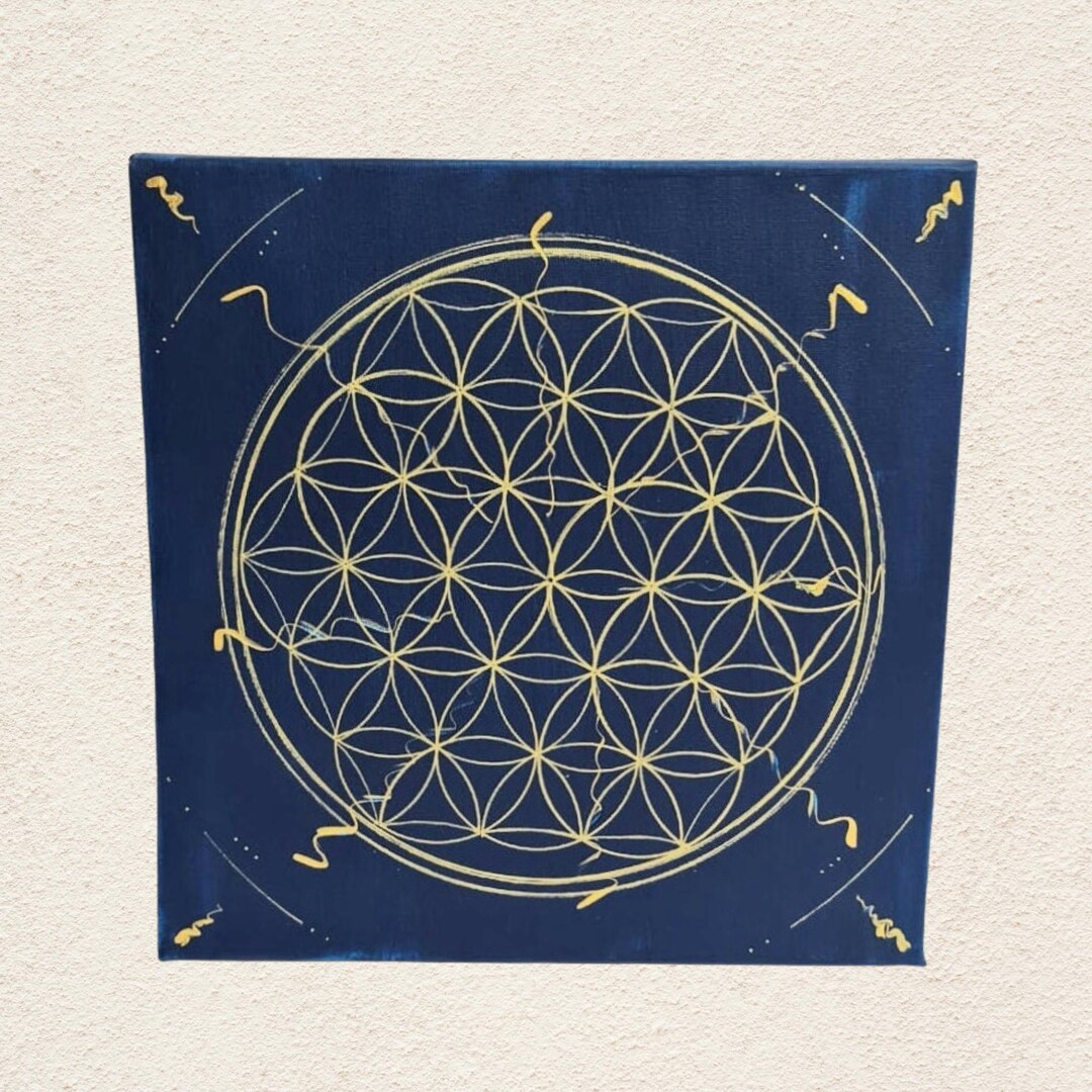 Sacred Geometry Art Flower of Life Painting 29 X 29 Cm Energetic Wall ...