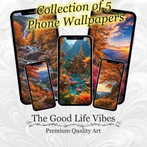 Phone Wallpaper Bundle Digital Download, 4K 3D Forest Nature Art, iPhone Android HD Background, Mythical Animal Decor
