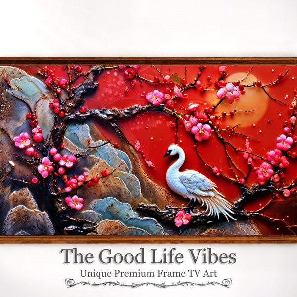 Japanese Oil Painting Original Chinese Birds Cherry Blossom Samsung Frame TV Art Downloadable Products Digital Top Sellers Trending Now