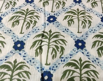 Indian Cotton Fabric by Yard - Floral Print Hand Block Light Weight Boho Gypsy Dressmaking, Craft Sewing, Home Decor, Quilting Material