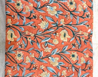 Colorful Indian Cotton Fabric | Block Print Cotton Fabric | Indian Floral Textile | Quilting, Sewing & Dressmaking Fabric