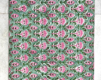 Cotton Garment Fabric | Traditional Indian Hand Block Floral Print | Sewing By The Yard Clothing Gift For Her Indian Cotton Fabric