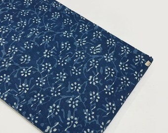 Printed Cotton Fabric Blue Indigo Natural Vegetable Dyed Cotton Floral Fabric Hand Block Printed Block Printed Cotton Fabric By The Yard