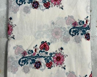Vintage Floral Printed Cotton Fabric, Boho Bohemian Textile, Craft Sewing Material, Lightweight Quilting, Home Decor, Cotton Dresses Fabric