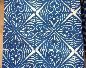 Indigo Hand-Block Print Cotton Fabric: Upholstery & Dressmaking Printed Cotton Natural Vegetable Dye Fabric, By The Yard Blue Indigo Fabric