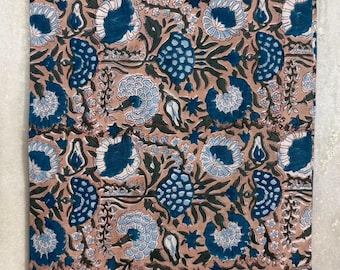 Vibrant Floral Cotton Fabric | Indian Hand Block Print | Fabric by the Yard Premium Block Print Cotton | Dressmaking & Quilting Materials