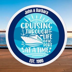 Cruising Through Life One Port At A Time Cruise Door Magnet, Personalized Cruise Magnets, Cruise Door Decoration, Cabin Door Cruise Gifts