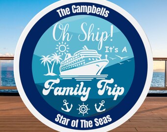 Oh Ship! It's A Family Trip Personalized Cruise Door Magnet - Cabin Decoration Gift