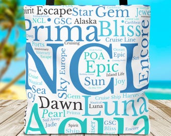 Norwegian Cruise Tote Bag, NCL Beach Tote Bag, Cruise Travel Tote Bag, Cruise Vacation Tote, Beach Bags, Beach Excursion Bags, Cruise Totes