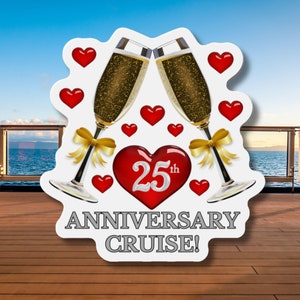 25th Anniversary Cruise Door Magnet, Cruise Magnets, Wedding Celebration, Cabin Decorations, Stateroom Gifts