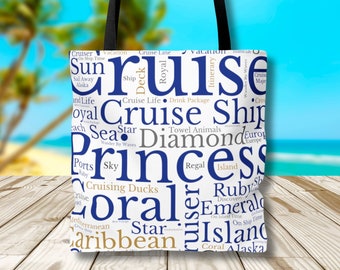 Princess Cruise Tote Bag, Princess Cruise Line Beach Tote, Tote Bag, Cruise Vacation Tote, Beach Bags, Beach Excursion Bags, Cruise Totes