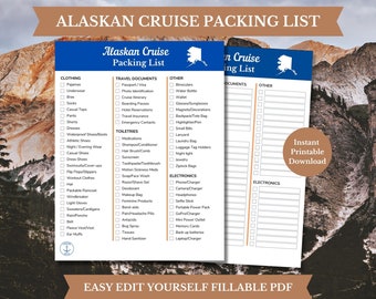 Alaskan Cruise Packing List, Printable Digital Download, Alaska Cruise 2025, Editable Packing Checklist, Cruise Planner, Cruise Packing List