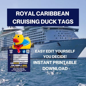 Cruising Duck-tags, sjabloon Royal Caribbean Cruise Duck-tags, afdrukbare digitale download, Duck Game, rubberen eend-tag, bewerk zelf prints