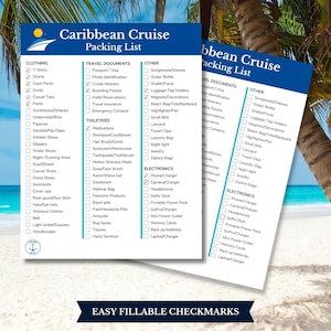 Caribbean Cruise Packing List fillable checkmarks