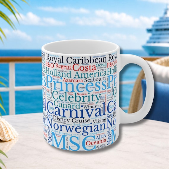 Cruise Ship Words Mug, Nautical Coffee Cup, Cruise Lover Gift, Cruise Vacation Gift, 11oz Ceramic Mug