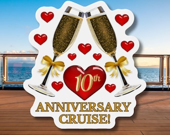 10th Anniversary Cruise Door Magnet: Elegant Celebration Cruise Gift