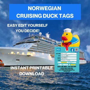 Norwegian Cruising Duck Tags, Cruise Duck Tags Template, Printable Digital Download, Rubber Duck Tags, Cruise Ducks, Cruising Duck Tags