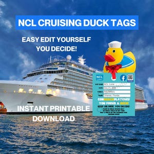 Norwegische Kreuzfahrtente Tags, Cruise Duck Tags Vorlage, druckbare digitaler Download, Gummiente Tags, Cruise Ducks, NCL Cruising Duck Tags