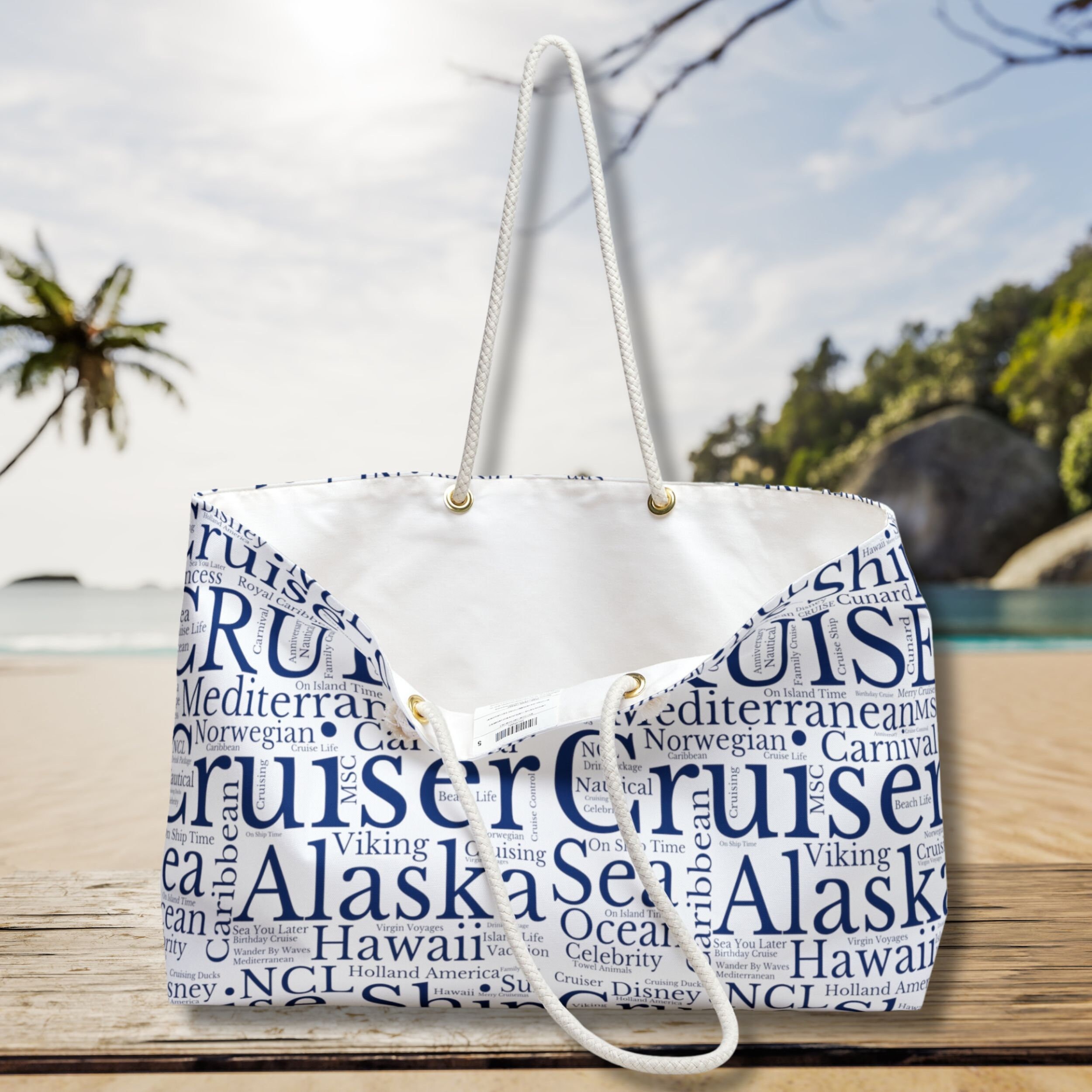 Cruise Tote Oversized Bag, Cruise Words Tote Bags, Large Beach Totes