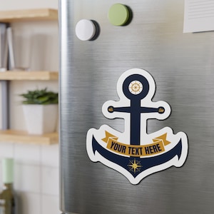 Personalized Cruise Anchor Magnet 6 inch side view