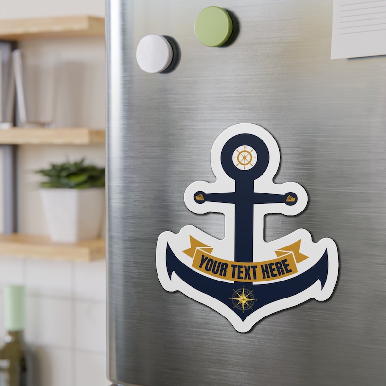 Personalized Cruise Anchor Magnet 6 inch side view
