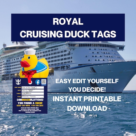 Cruising Duck Tags, Royal Cruise Duck Tags Template, Instant Printable Digital Download, Duck Game, Rubber Duck Tag, Edit Yourself Prints