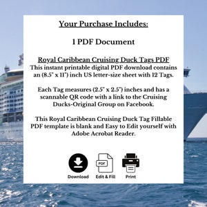 Royal Cruising Duck Tags pdf purchase includes and instructions.