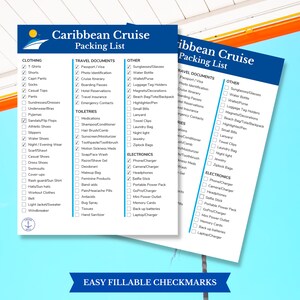 Caribbean Cruise Packing List Printable Digital Download - Etsy Canada