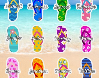 Personalized Flip Flops Cruise Door Magnets, Cruise Magnets, Cabin Door Decor, Family Cruise Name Magnets, Custom Cruise Stateroom Gifts