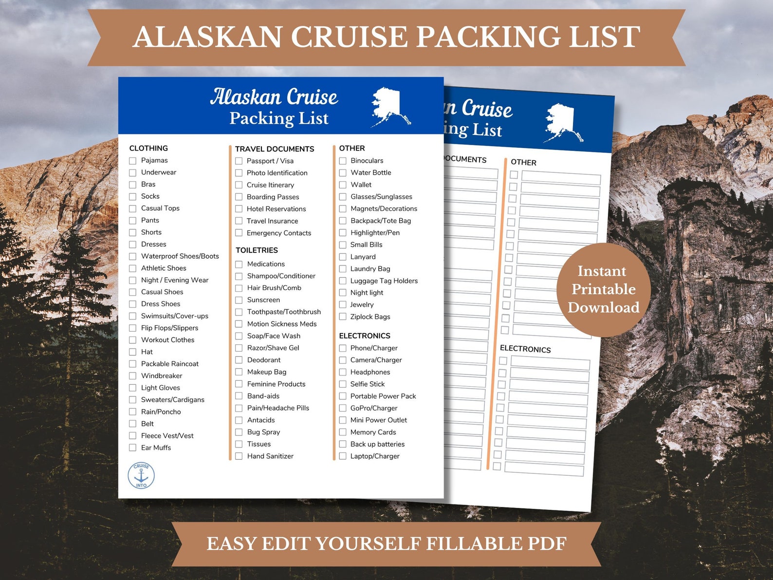 Alaskan Cruise Packing List Printable Digital Download - Etsy