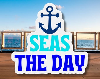 Seas The Day Cruise Door Magnet, Cruise Magnets, Nautical Anchor Cabin Decoration, Stateroom Cruise Gifts
