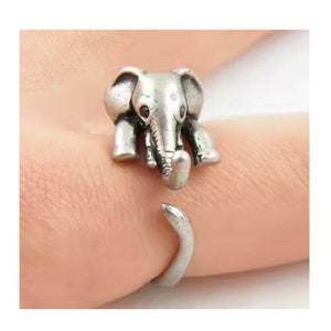 Open Elephant Ring, Elephant Jewelry, Adjustable Ring, Animal Jewelry, Animal Ring, Animal Lovers Jewelry Gift Women, Animal Elephant Gift