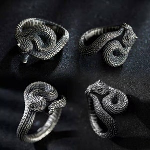 Serpent Ring Silver Snake Ring Men Snake Jewelry Punk Ring - Etsy