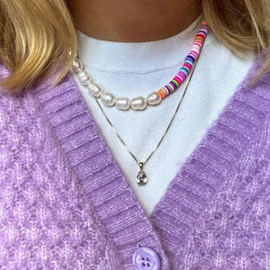 Necklace fancy colored pearls