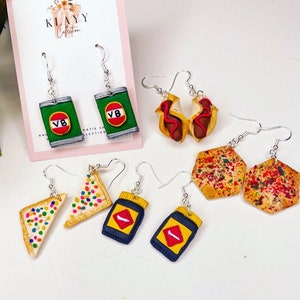 Australian Icons Polymer Clay Earrings | beer earrings | pizza shapes | fairy bread | sausage | Vegemite spread | Australia Day Earrings