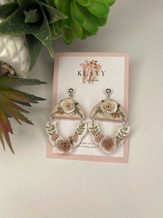 Polymer clay 2024 bridal earrings