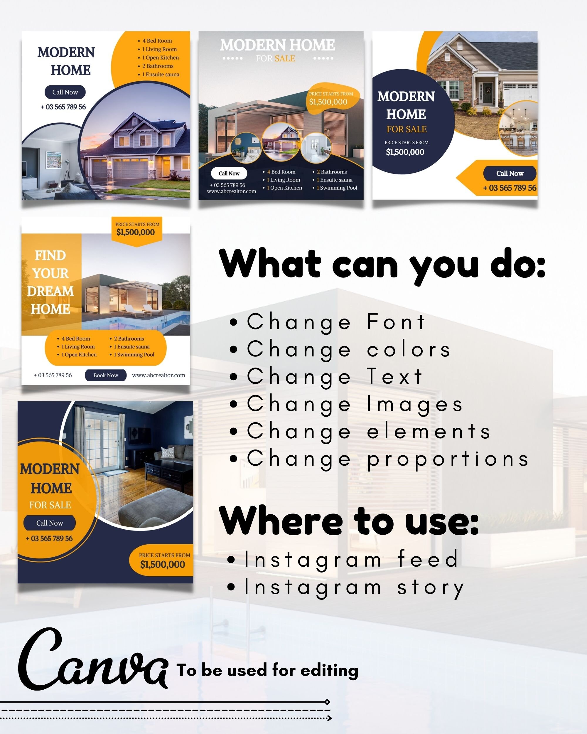 Canva Templates Social Media Posts | Animation Posts & Ads, Real Estate ...