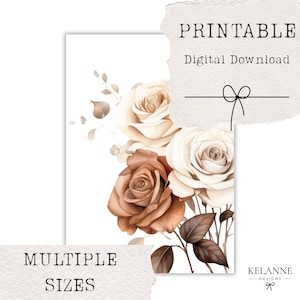 Caramel roses printable dashboard, printable floral dashboard, printable caramel and cream rose florals planner dashboard printable deco