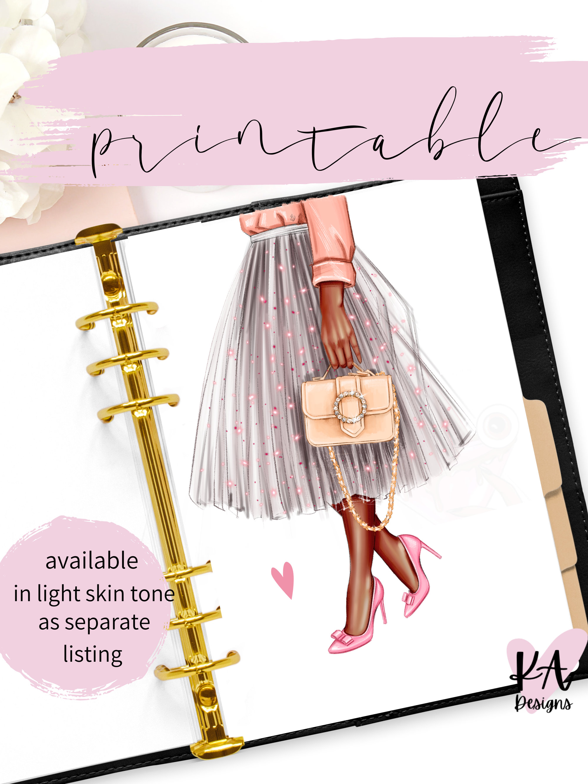 Fashion Girl Planner Dashboard Printable: A5, Personal, Pocket, Happy Planner (PDF)