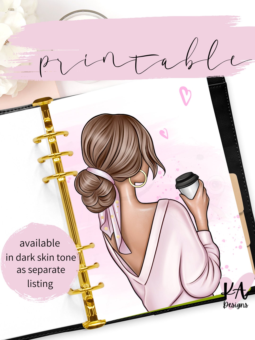 Printable Planner Dashboard, Coffee Girl Dashboard, Fashion Girl