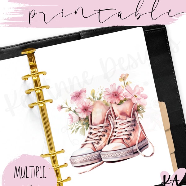 Spring dashboard, Summer dashboard, sneakers and flowers, pink sneakers and floral, floral sneakers, printable planner dashboard