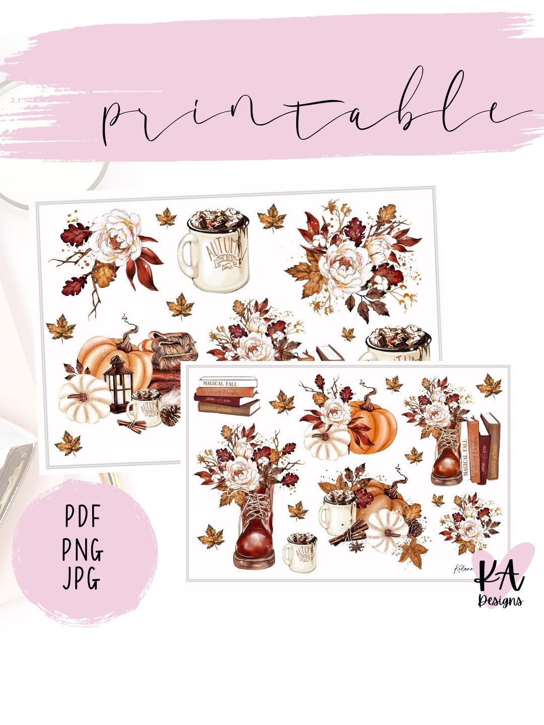 Cosy Autumn, Fall Deco Stickers, Planner Decoration, Fall Florals ...