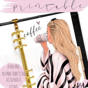 Coffee girl printable planner dashboard, coffee dashboard printable, fashion girl dashboard, coffee lover dashboard, printable planner dash