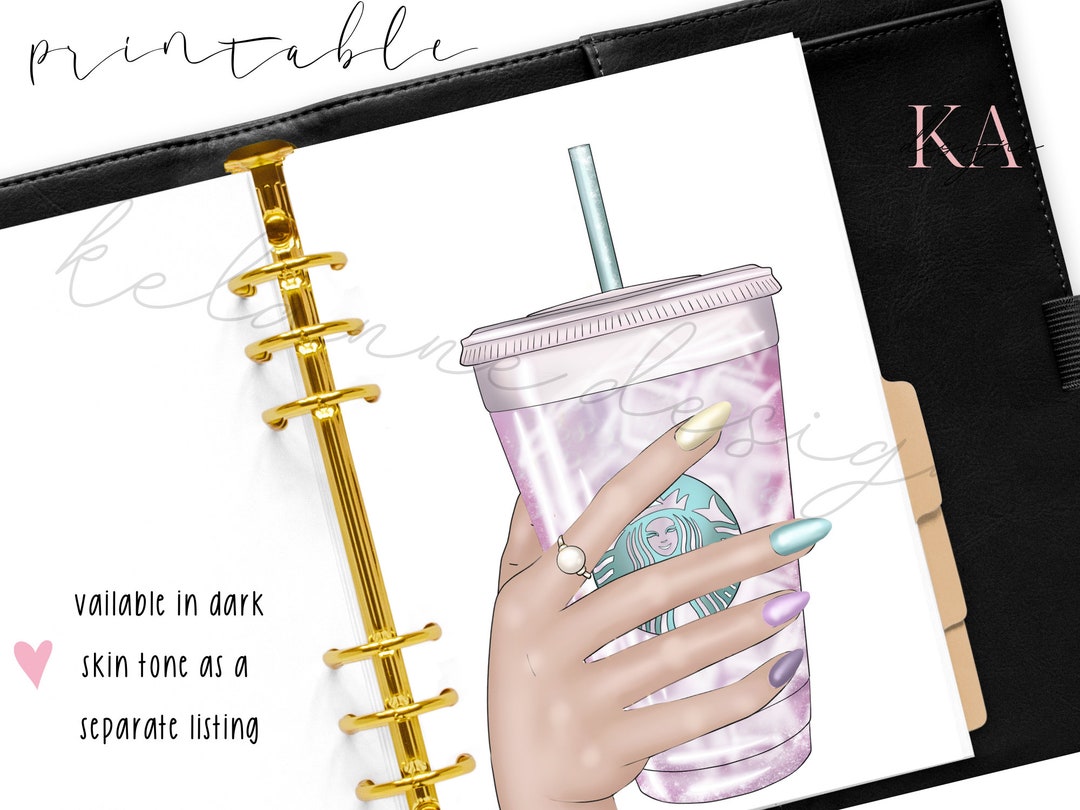 Printable Planner Dashboard Girl Holding Coffee Summer Etsy