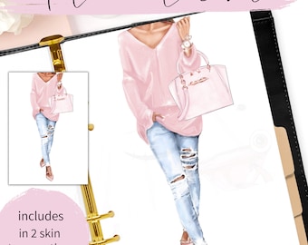 Fashion Girl Planner Dashboard: Multiple Sizes, Skin Tone Options (Digital Download)
