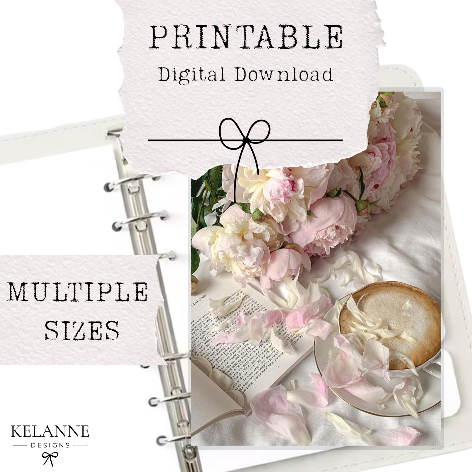 Peonies and Coffee Scene Printable, Printable Planner Dashboard ...