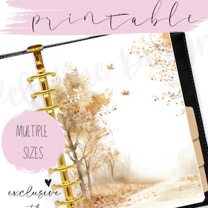 Escena de otoño imprimible, panel imprimible de otoño, árboles de otoño, hojas de otoño, panel del planificador de otoño imprimible, impresión de otoño, panel de otoño