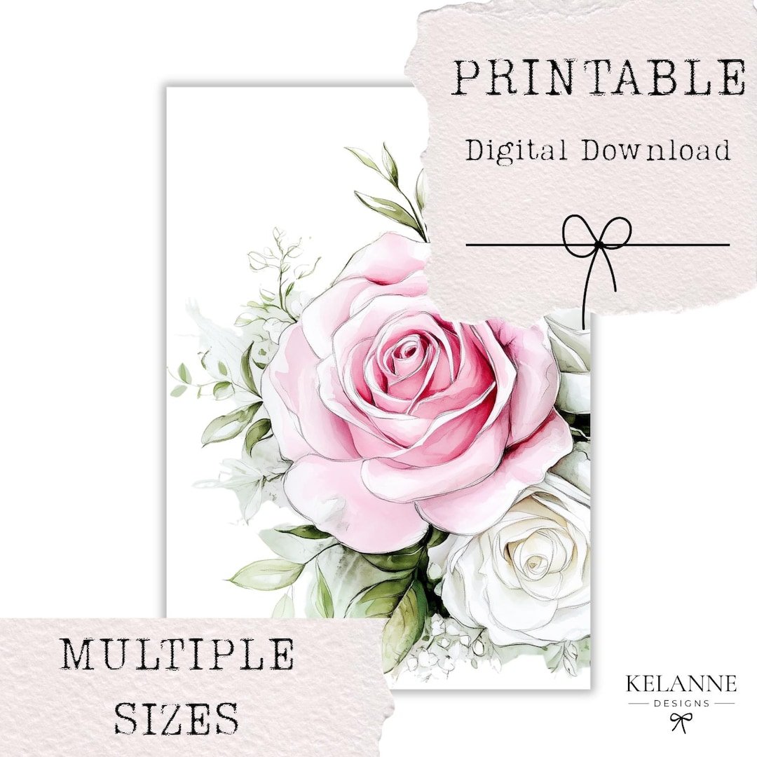 Pink Roses Prinatable Pink Rose Printable, Pink Rose Printable Planner Dashboard, Printable ...