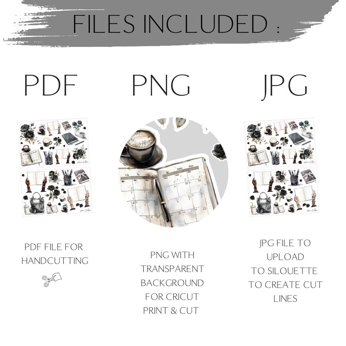 Alt Planner Girl V2 Printable Planner Stickers, Printable Black and ...