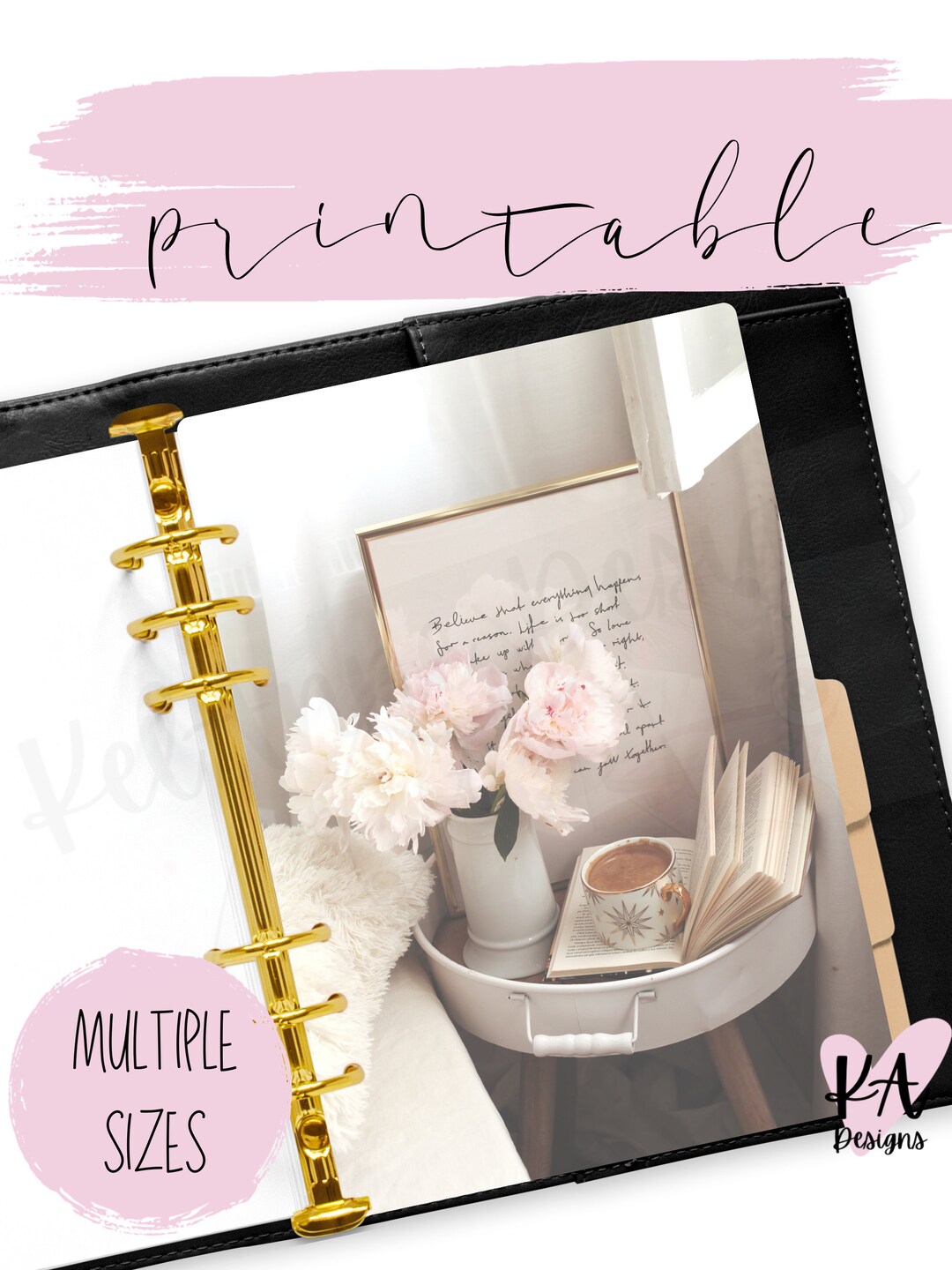 Bedside table scene printable dashboard, cosy planner dashboard scene ...